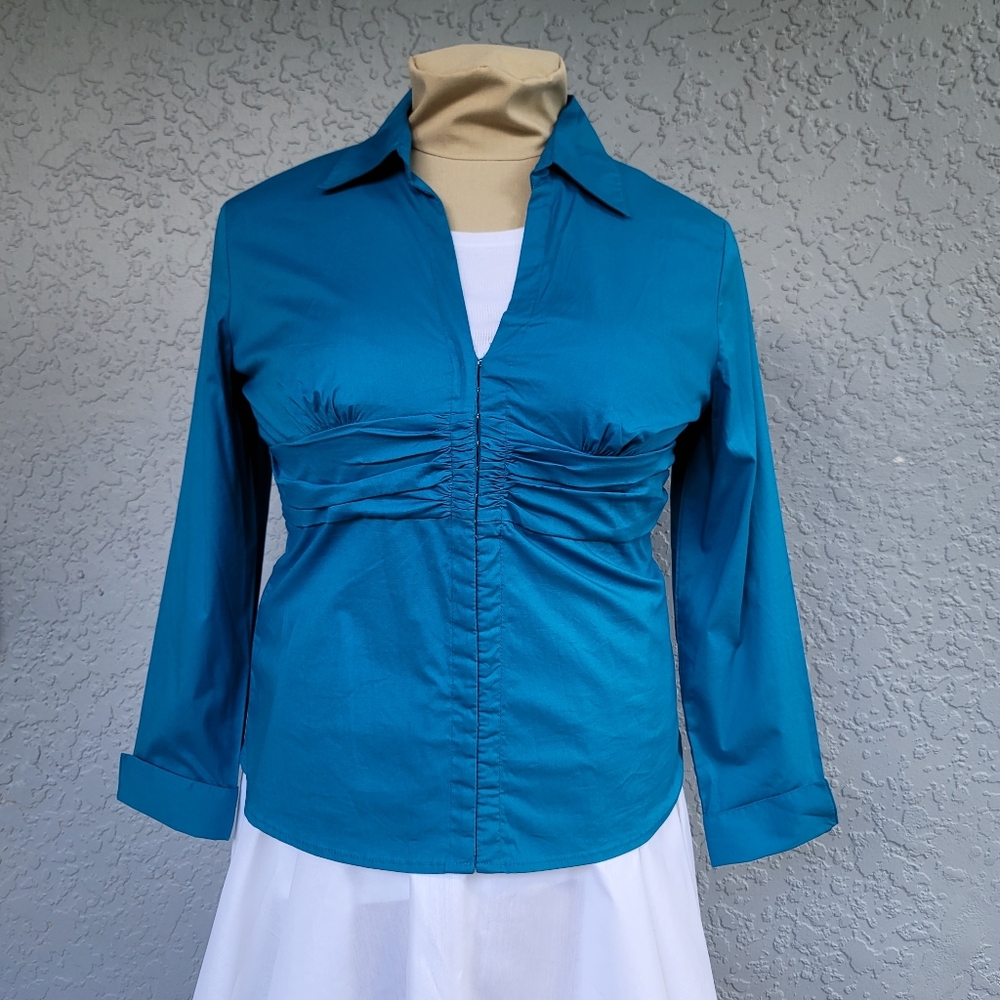 Cotton stretch NWT  Y2K XL Blue shirt Winter Holiday Christmas